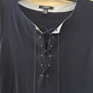 Navy. Lace up dress. Chaps. Size large.